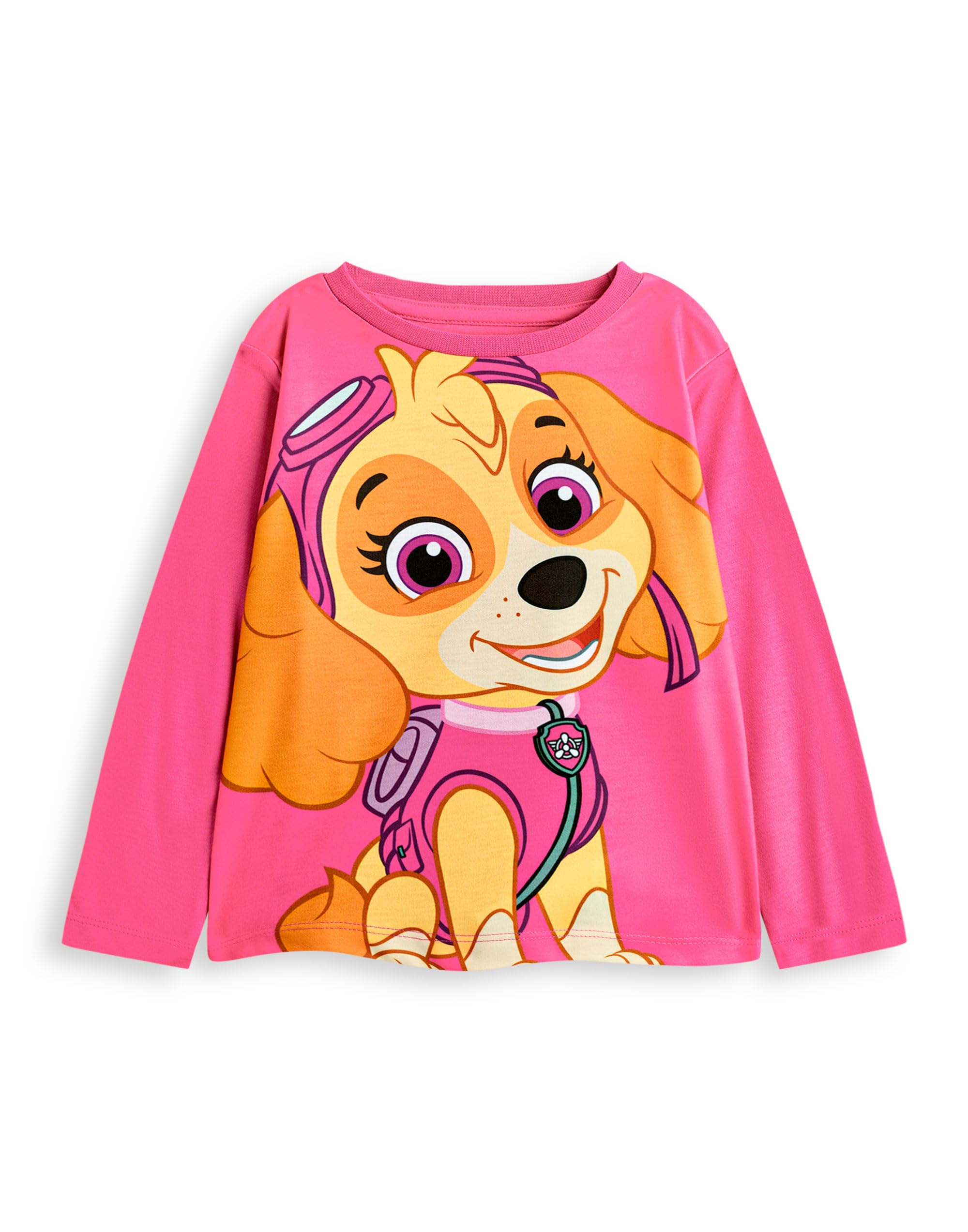PAW PATROL Skye & Everest piżama dziewczęca, zestaw 2 sztuk, koszulka z długim rękawem z grafiką charakteru dla dzieci, spodnie piżamowe z długimi nogawkami, w kolorze różowym i szarym, bielizna nocna
