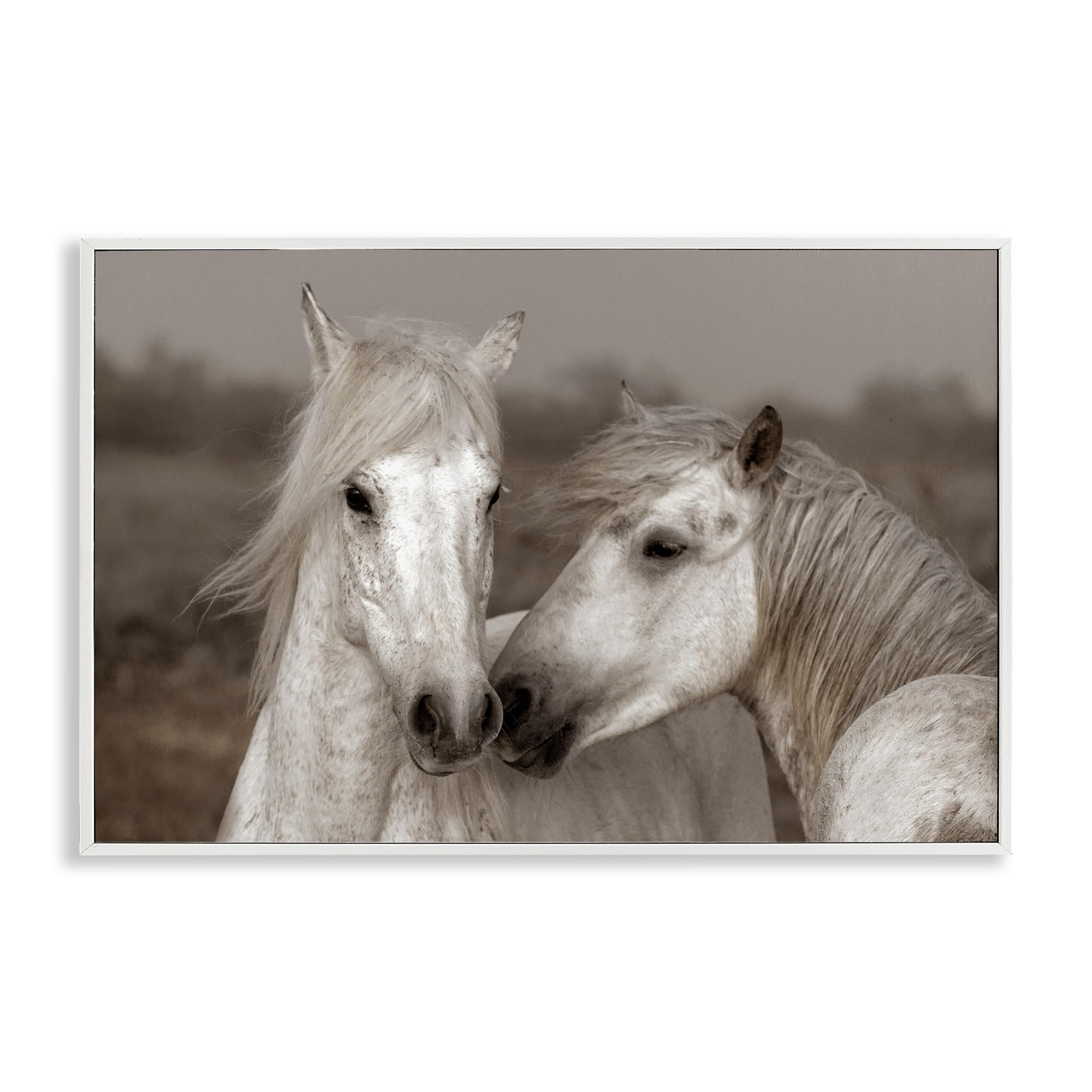 Stupell Industries Coastal White (Textured) 'Gentle Companionship Horses'| Framed Giclee Art
