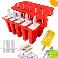 Vista 1 de Moldes de paletas de fácil liberación, moldes de silicona de 10 cavidades con palitos, juego de moldes para hacer paletas, molde para hacer paletas