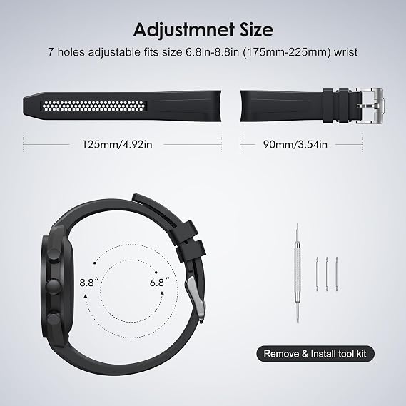 Strap for OMEGA x SWATCH Moonswatch Watch, 20mm, Soft Silicone Hollow Out Curved Strap for Men & Women