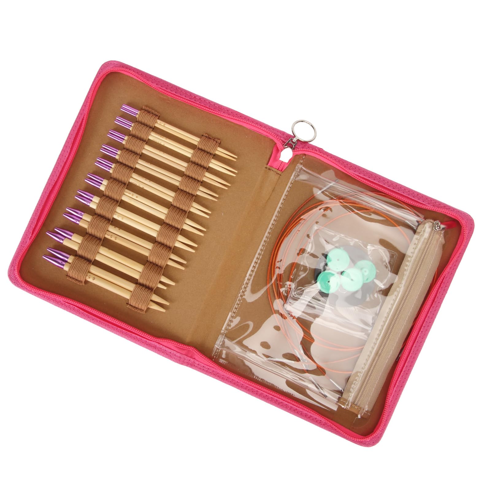 Generic Juego Intercambiable de Agujas de Tejer Circulares Duraderas para Varios Proyectos con Bolsa de Almacenamiento para Entusiastas del Tejido