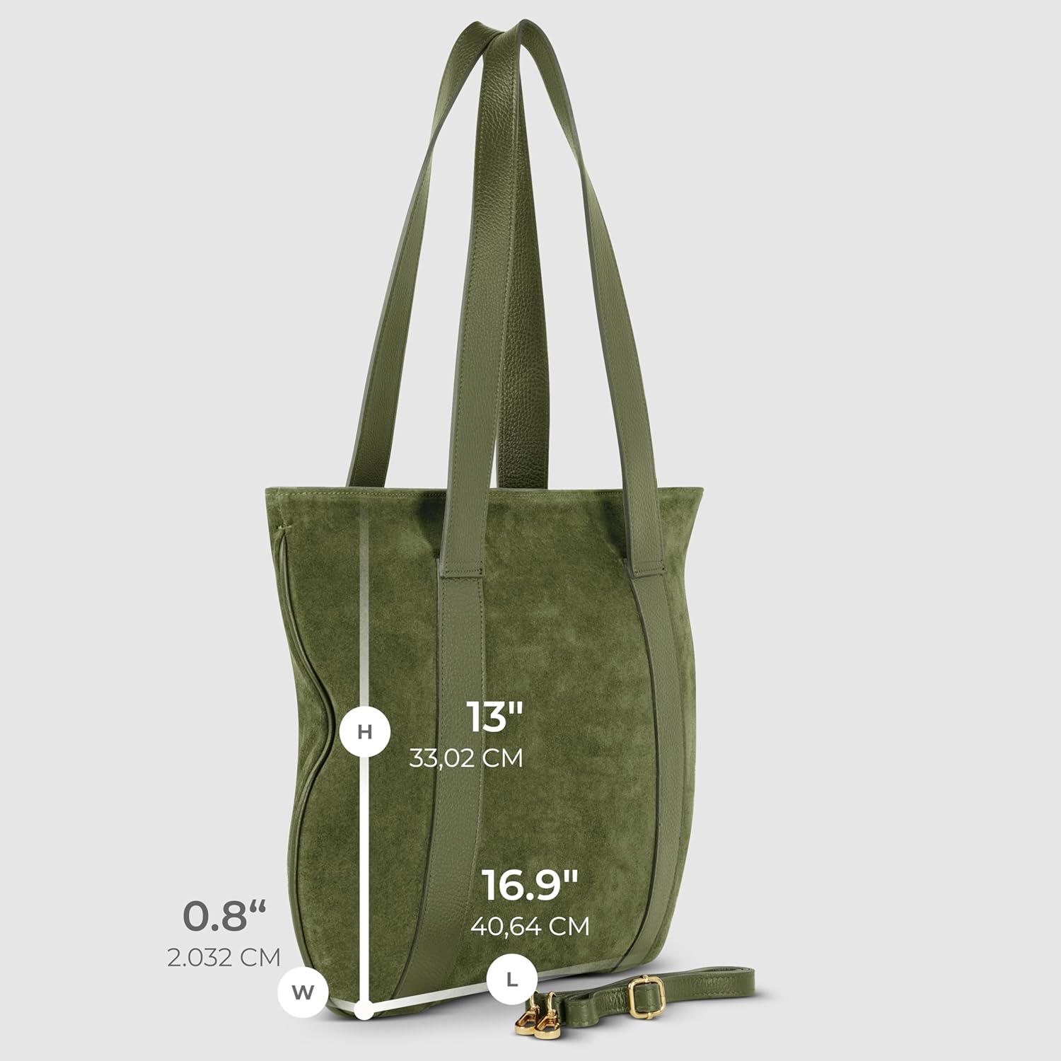 Italian Genuine Suede Leather Tote for Women with Secure Zipper & Adjustable Strap | Large City Shoulder Carryall - Image 3