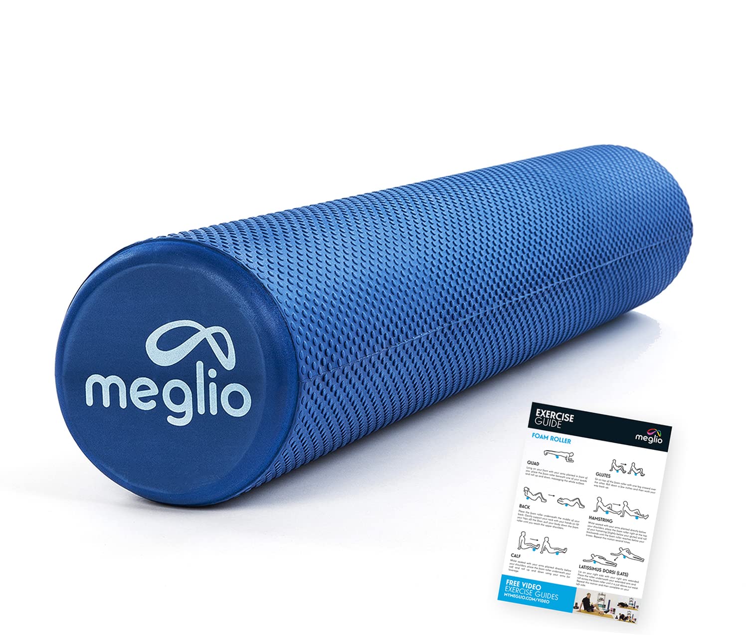 Meglio - Rullo in schiuma ad alta densità, ideale per massaggi in profondità e rilascio miofasciale, perfetto per fitness, esercizi ginnici, yoga, pilates, allenamento intensivo e palestra, con guida agli esercizi inclusa [lingua italiana non garantita]