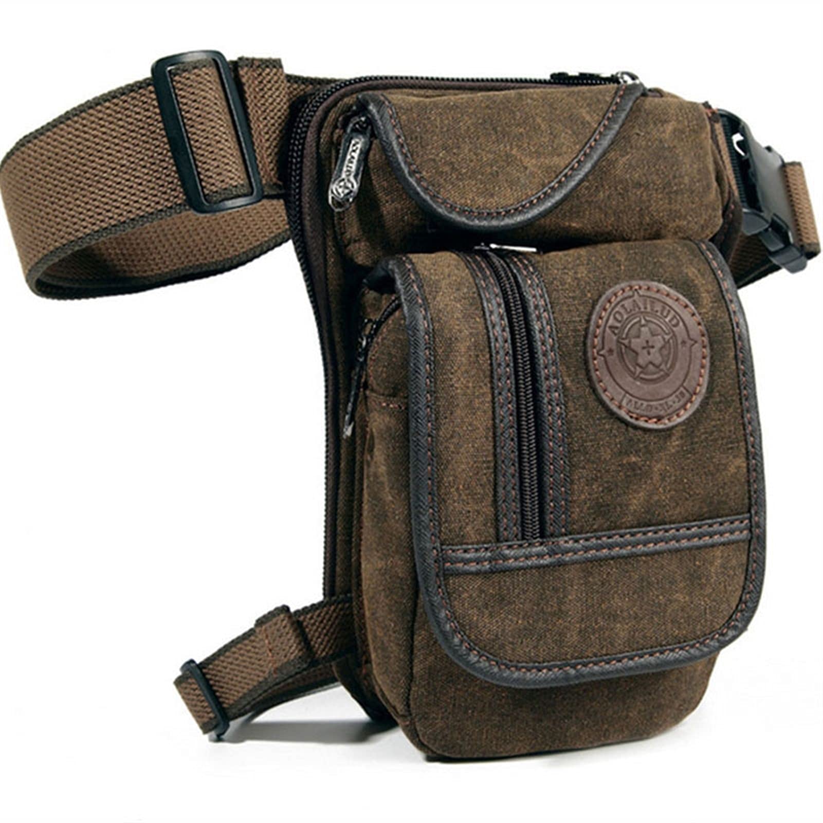 ApuaVireo&Co Męska płócienna torba retro z obniżoną nogawką, nerka, pas biodrowy, plecak turystyczny, motocyklowy, crossbody, na ramię(Blue)