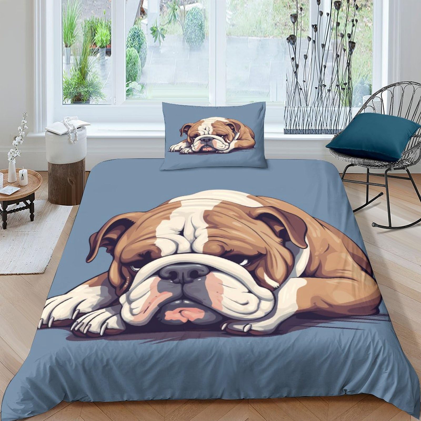 Parure housse de couette bouledogue anglais 3D en microfibre de qualité supérieure