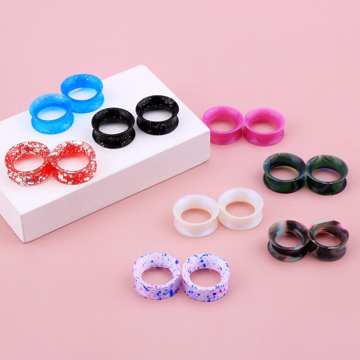 CM Crareesi Mania Ear Gauges Tunnels 16Pcs Soft Silicone Gauges Flesh