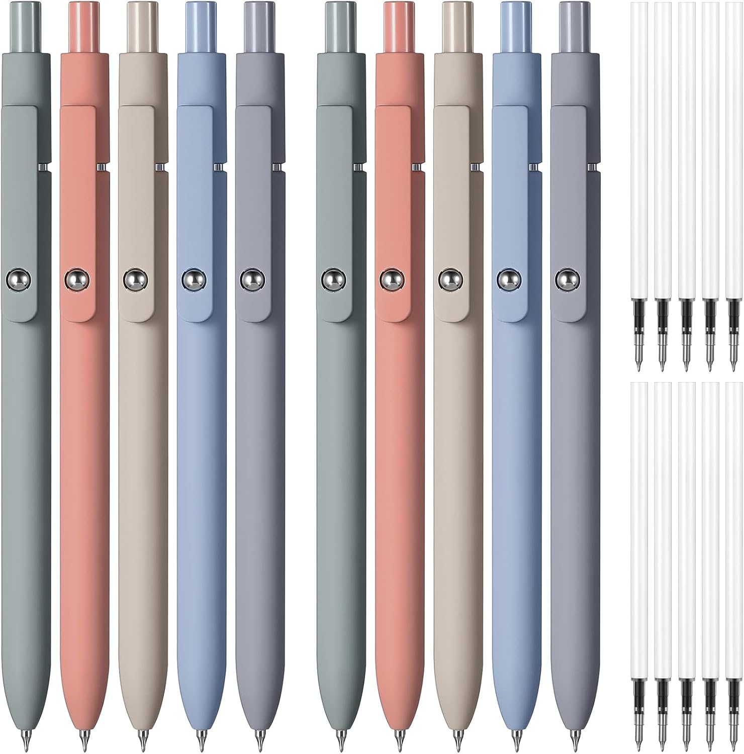 10 Pcs Gel Ink Pen with 10 Pcs 0.5 mm Black Ink