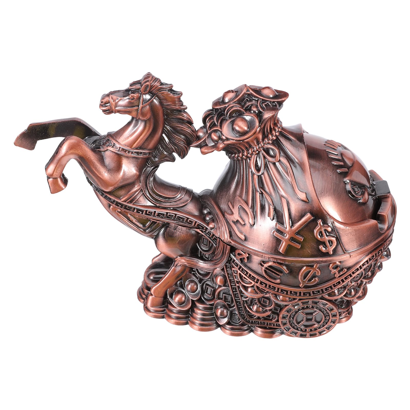Cendrier en cuivre SHINEOFI avec sculpture de cheval, le cadeau Feng Shui idéal