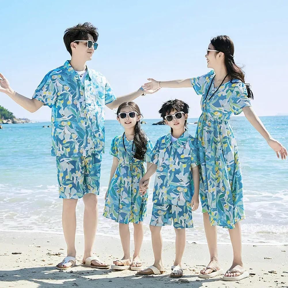 ZBDP - Set di camicie da spiaggia per coppie, figlio, genitore-figlio, con lo stesso vestito, per le vacanze, per la famiglia