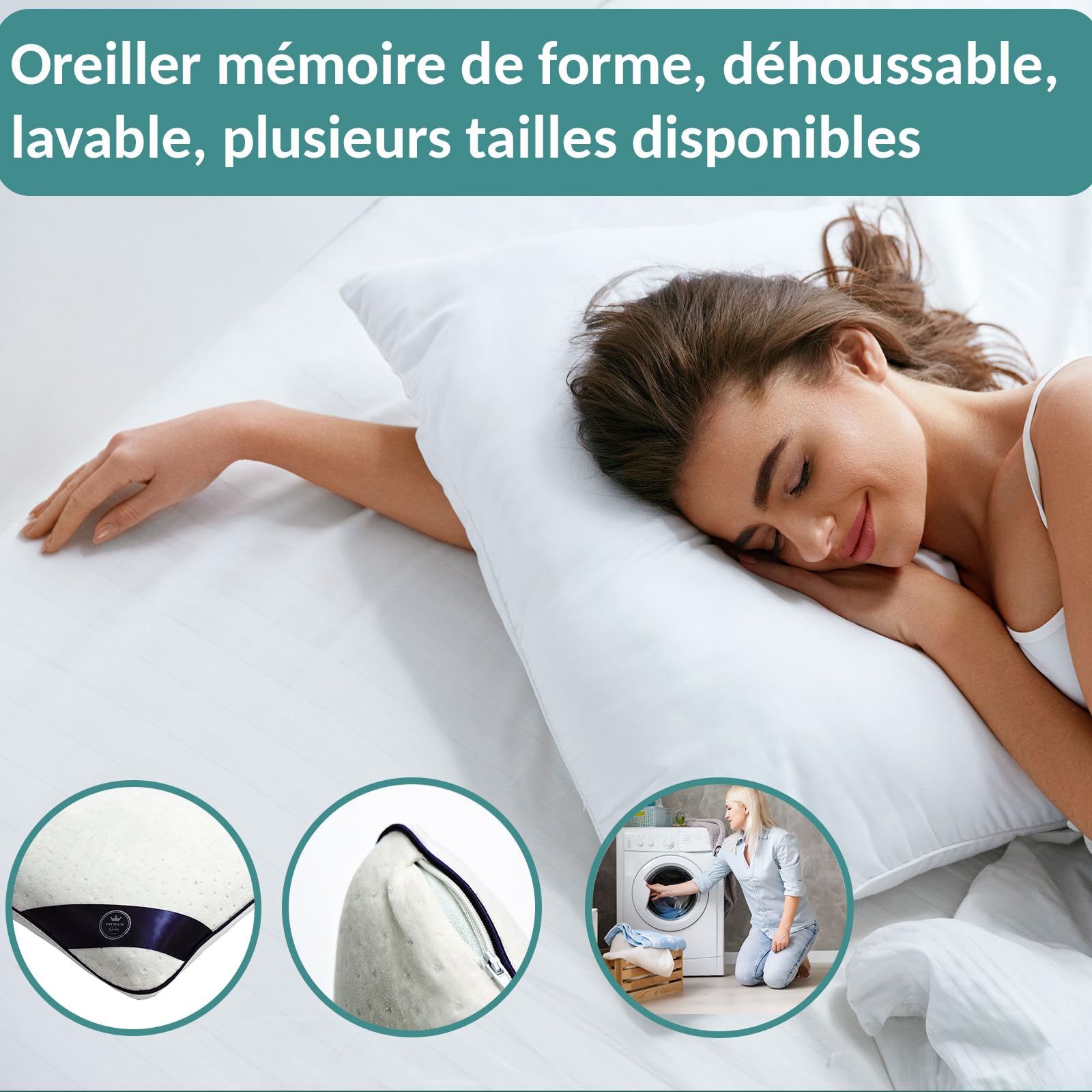 SAMPUR Oreiller Zenith | Mousse à mémoire de Forme Microperforée & Ventilée | Housse hypoallergénique et Lavable | Maintien Optimal de la Nuque (40x70 cm)