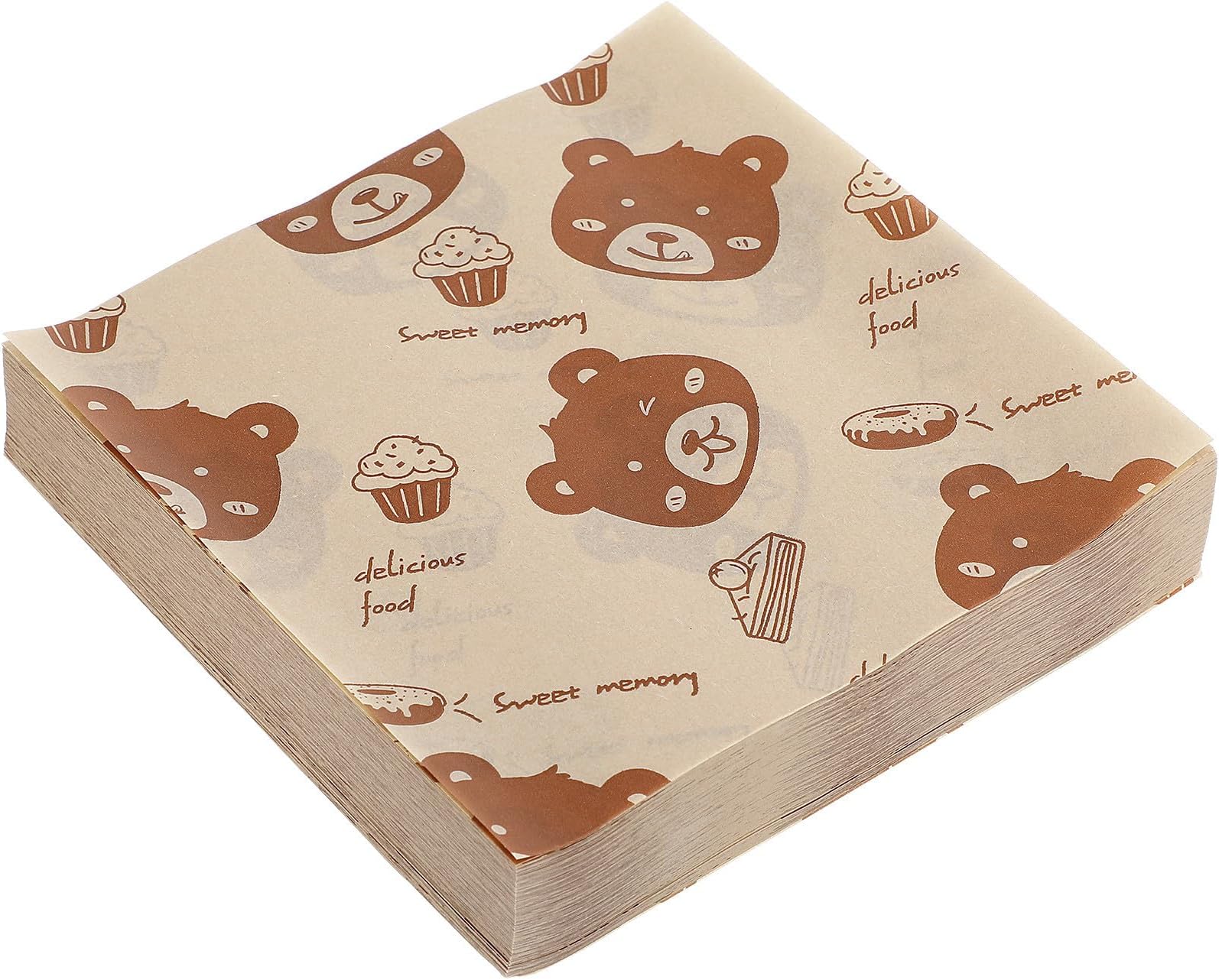 500pcs Food Wrappers Wrapping Paper Basket Liners 5.89x5.89x0.04in Greaseproof Paper Foldable Cartoon Prints Design for Home Daily Use Picnic