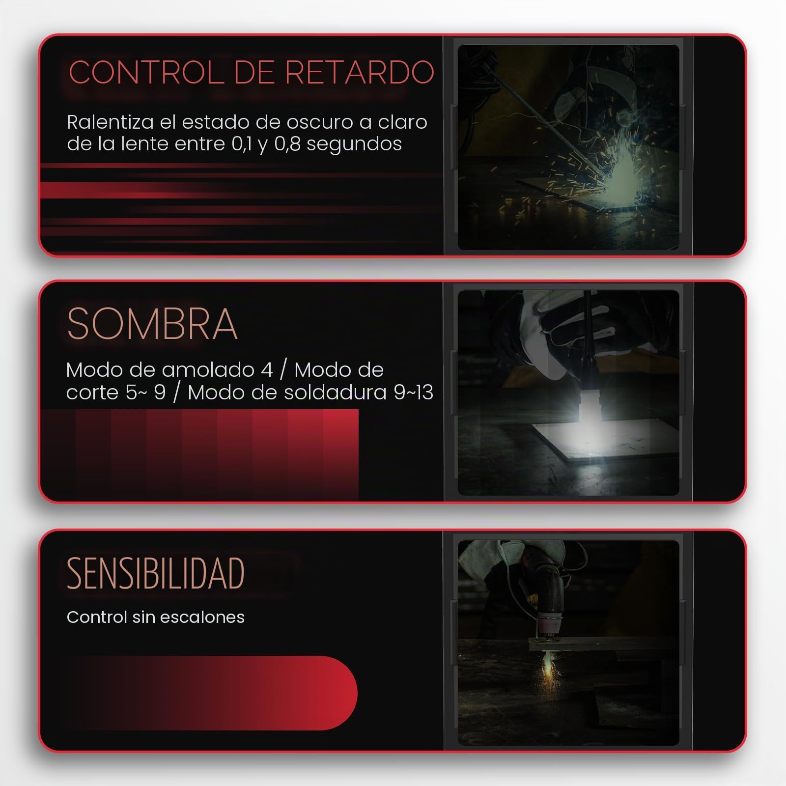 YESWELDER Careta Soldar Automatica Vista Grande Color Verdadero Accionado por Energía Solar, Mascara soldar Automático con Vista Lateral, 4 Sensores Sombra 4/5-9/9-13 para TIG MIG ARC CUT