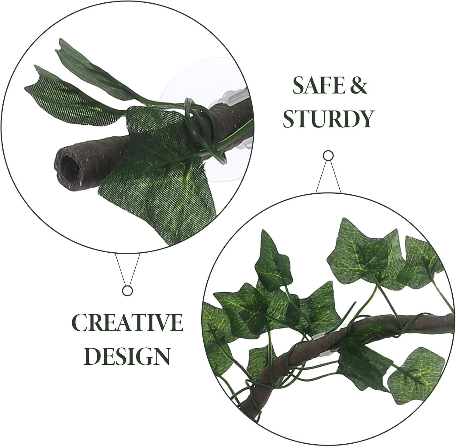 Rattan Strip for Reptile Jungle Vines with Suckers, DIY Curved Green Decor image 3