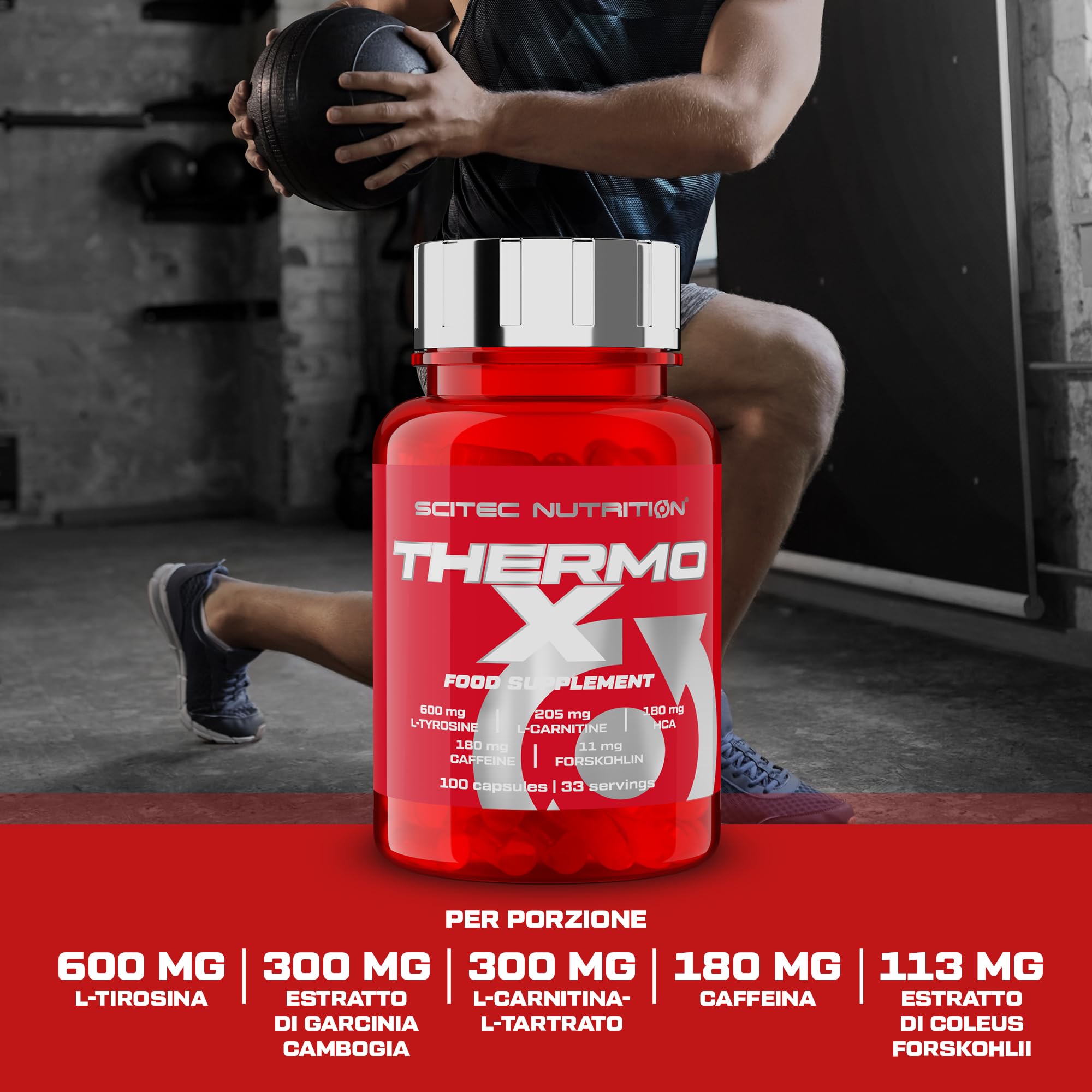 Scitec Nutrition Thermo-X, con L-Tirosina, L-Carnitina, HCA, Caffeina e Forskolina, 100 Capsule