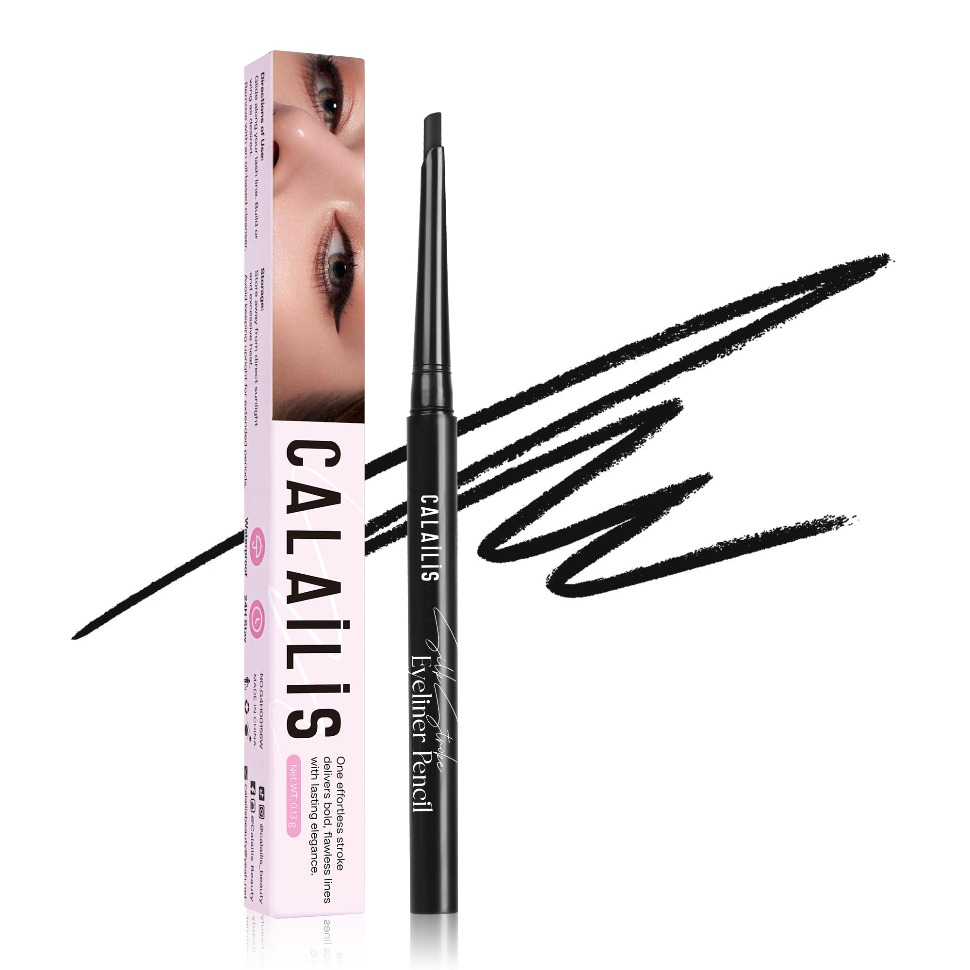 CALAILIS Black Eyeliner Pencils - Waterproof Eyeliner Smudge Proof Long-lasting Eye Liner Pencil BLACK