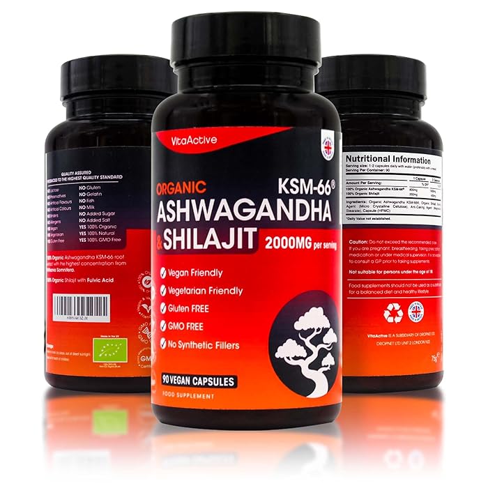 Buy Organic Ashwagandha KSM66 & Shilajit 1000mg of Ashwagandha KSM 66