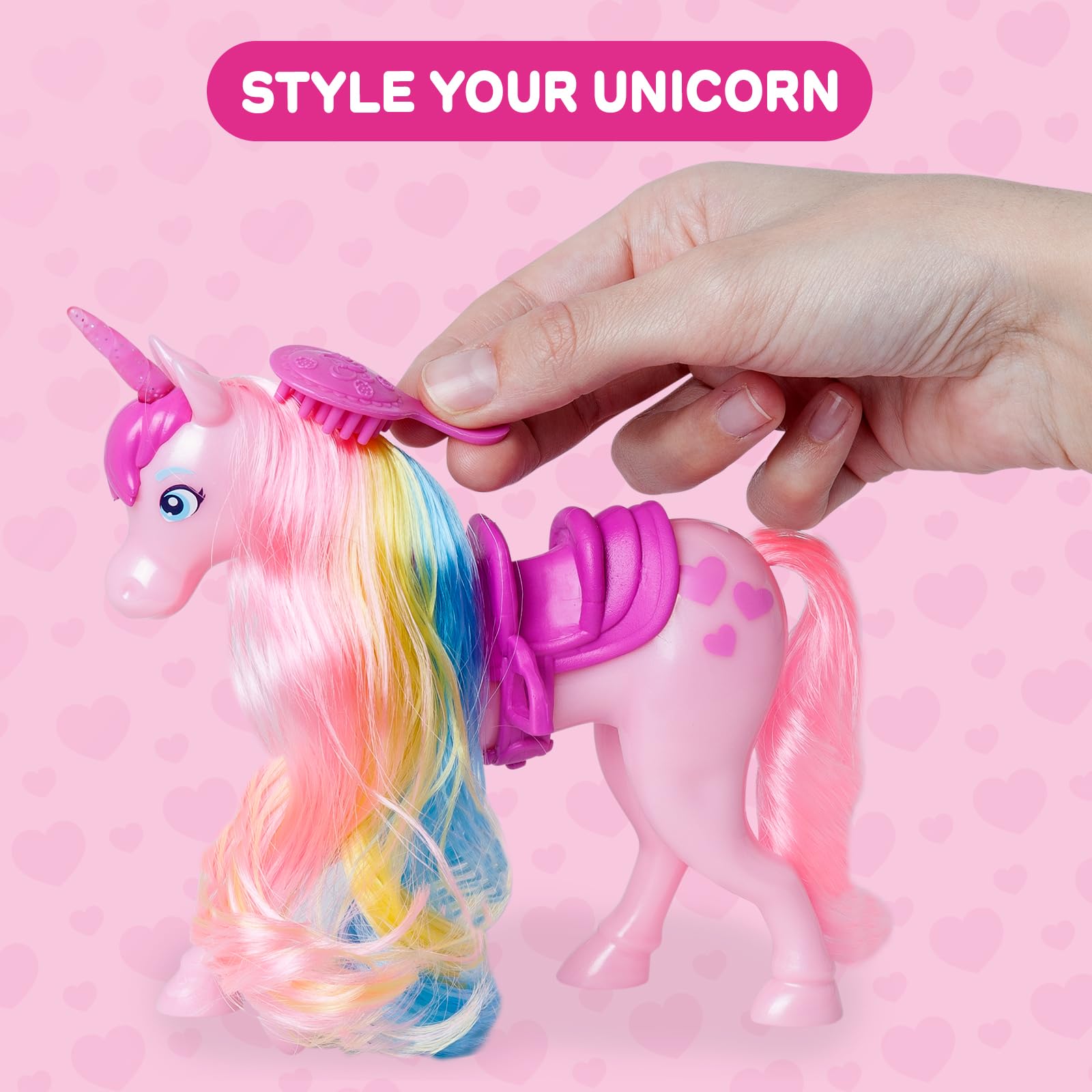 KOOKYLOOS Rainbow Unicorn, Unicorn with real hair and Iris doll. Includes Rainbow unicorn, exclusive Iris doll - Image 4