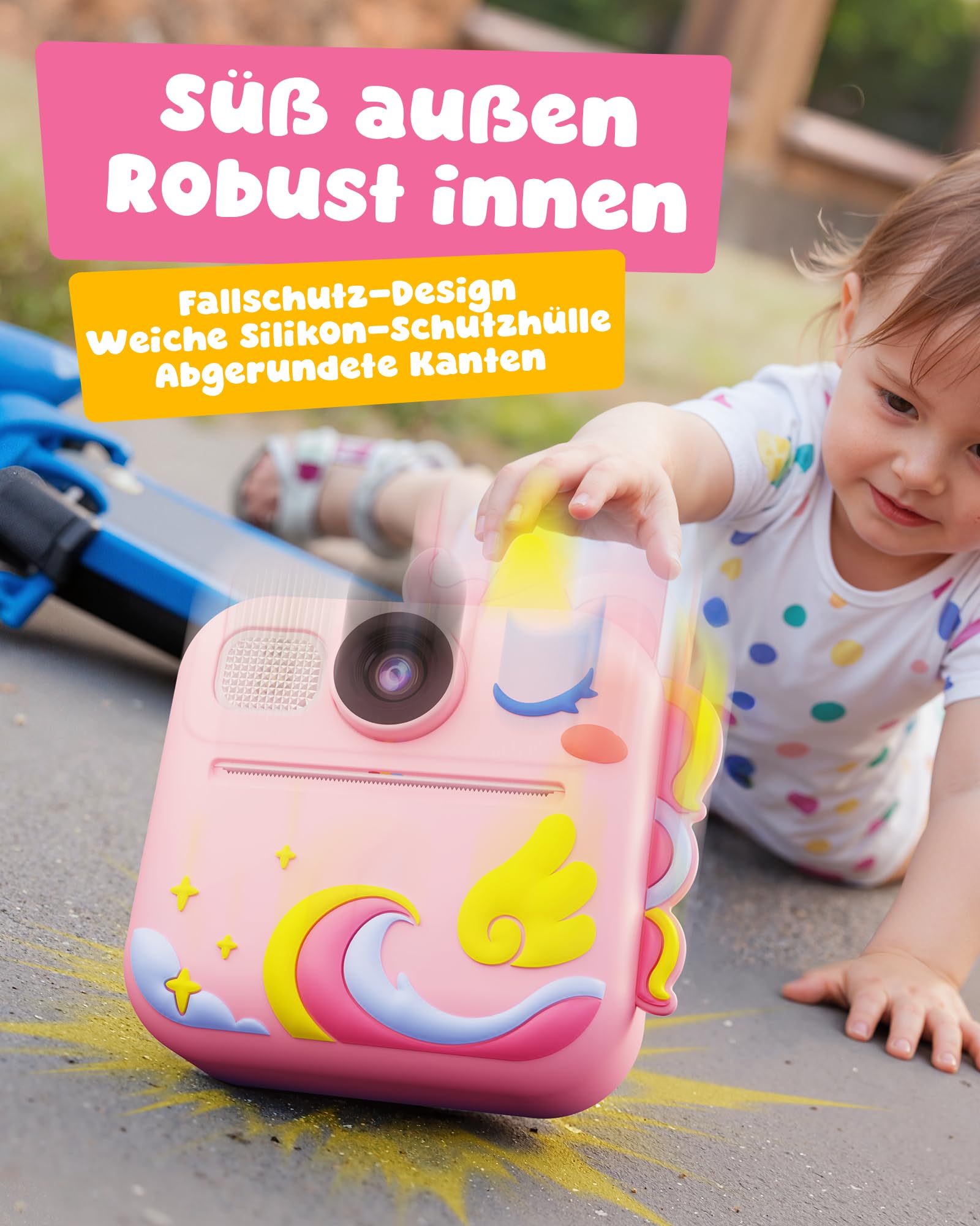 KOKODI Kinderkamera Sofortbildkamera 3-12 Jungen Mädchen(Rosa)