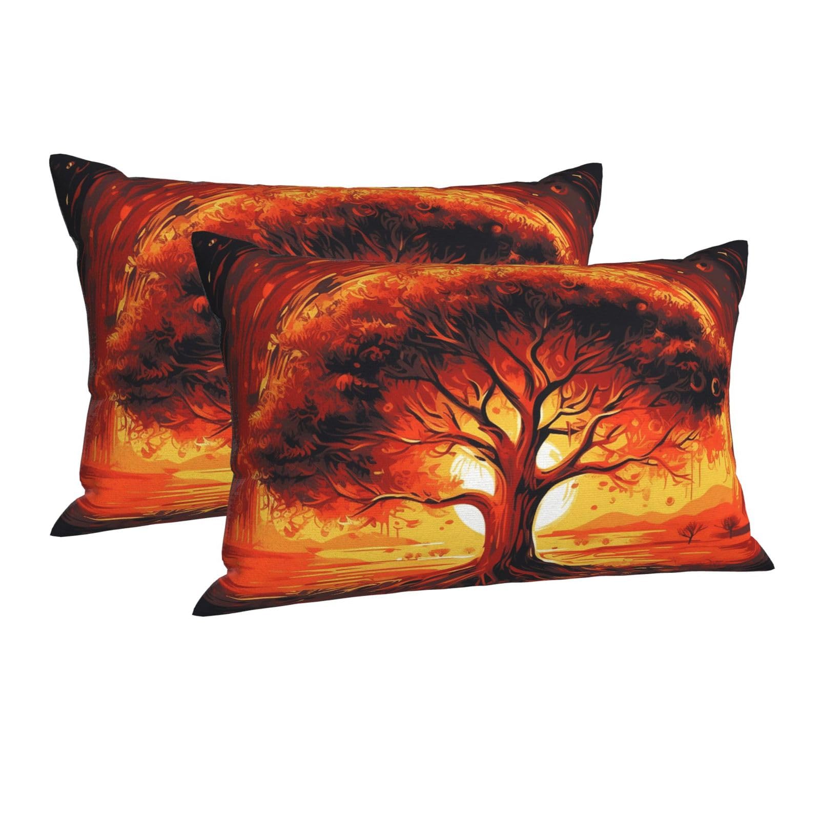 Pillowcase Ultra Soft Pillow Cases with Hidden Zipper Soft Breathable Cooling Pillow Cover Standard Pillow Covers Burning Tree of Life Pillowcases Queen Pillow Case for Sleeping 16"x24"
