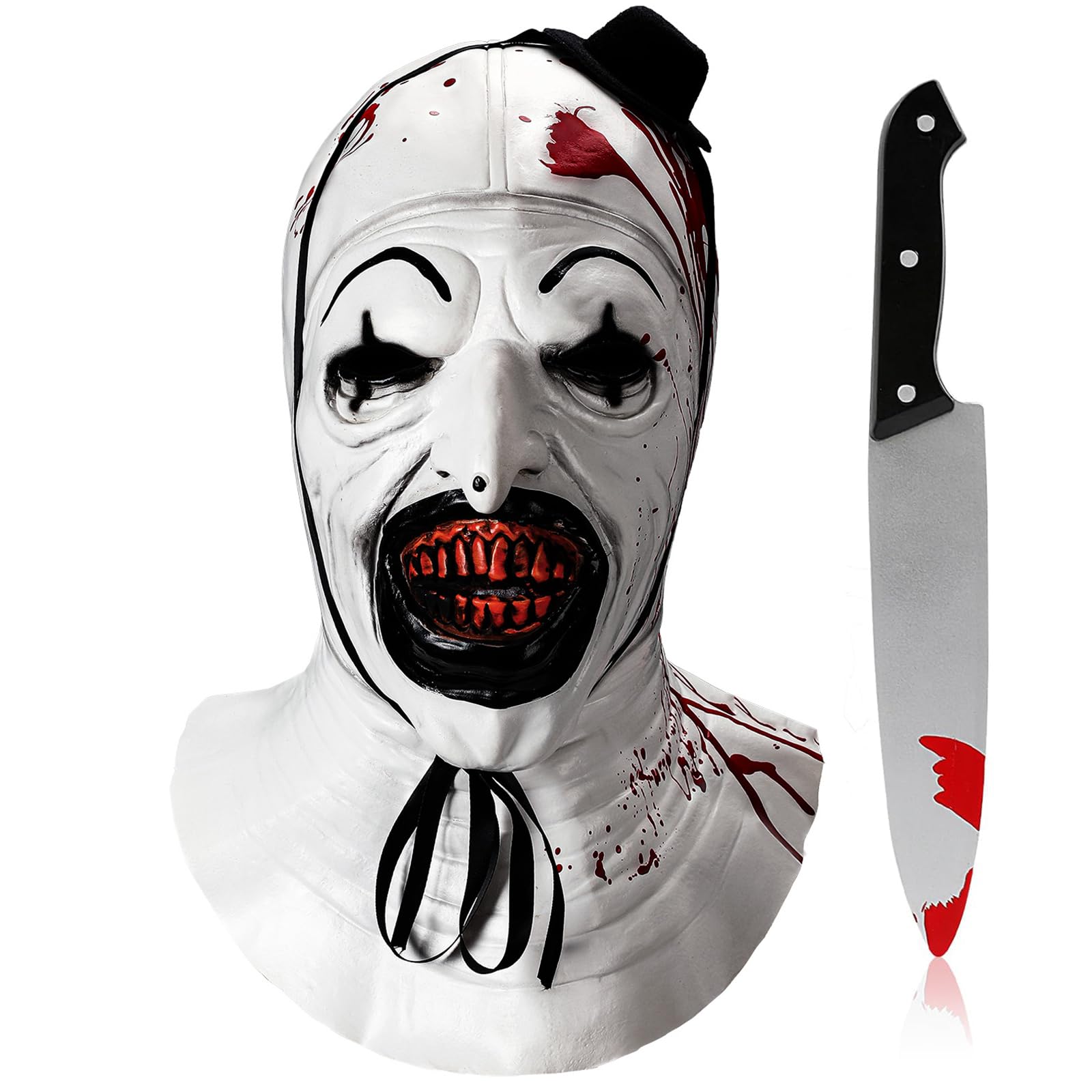 SINSEN Adult Terrifier Art the Clown Mask Scary the Killer Clown Joker Mask Halloween Cosplay Full Head Costume Props