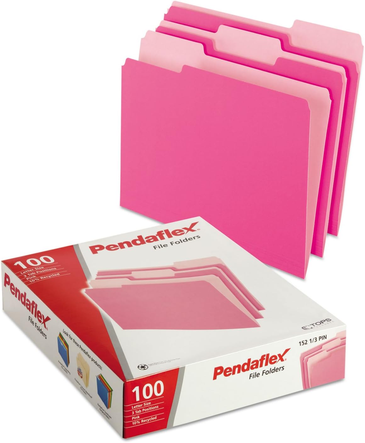 Pendaflex Letter Size File Folders Bundle - Pink Two-Tone 100 Count & Manila Classic 100 Count (152 1/3 PIN & 65213)