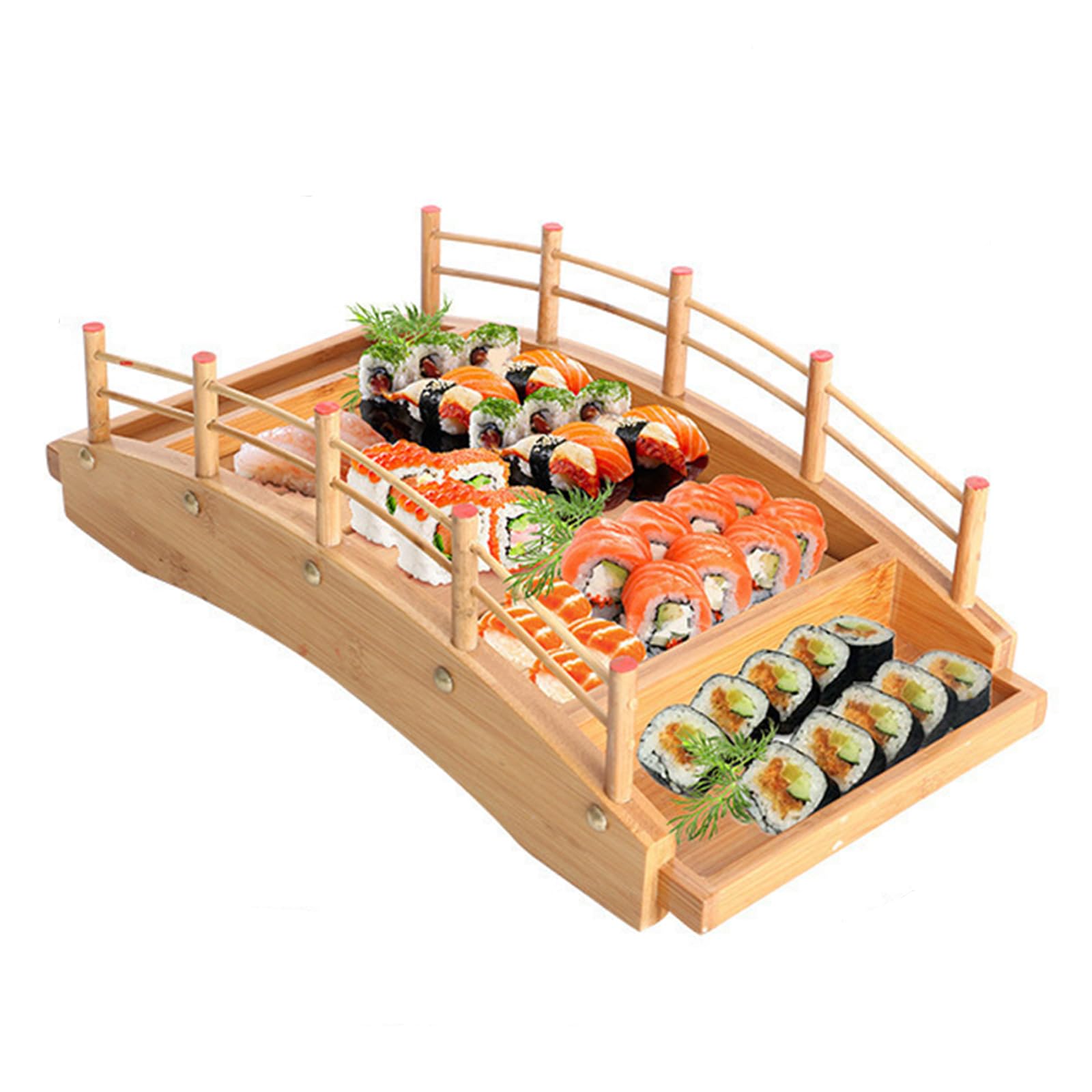Plateau de Service en Bambou pour sushis, Pont en Bois pour sushis, Plateau de Service pour Sashimi, pour Restaurant ou Maison, Grand Format