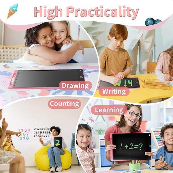 Genialba Tableta de Escritura LCD de Colores de 8,5, Tablero de Dibujo Electrónico - Tablero de Grafiti con Pizarra de Dibujo Borrable Portátil, Regalo para Niños (Rosa) - 5