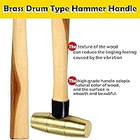 Vista 4 de WEDO Martillo de latón de 16 onzas, martillo de mazo de latón macizo con mango de madera, cabeza de doble cara, longitud de 12 pulgadas (11.811 in)