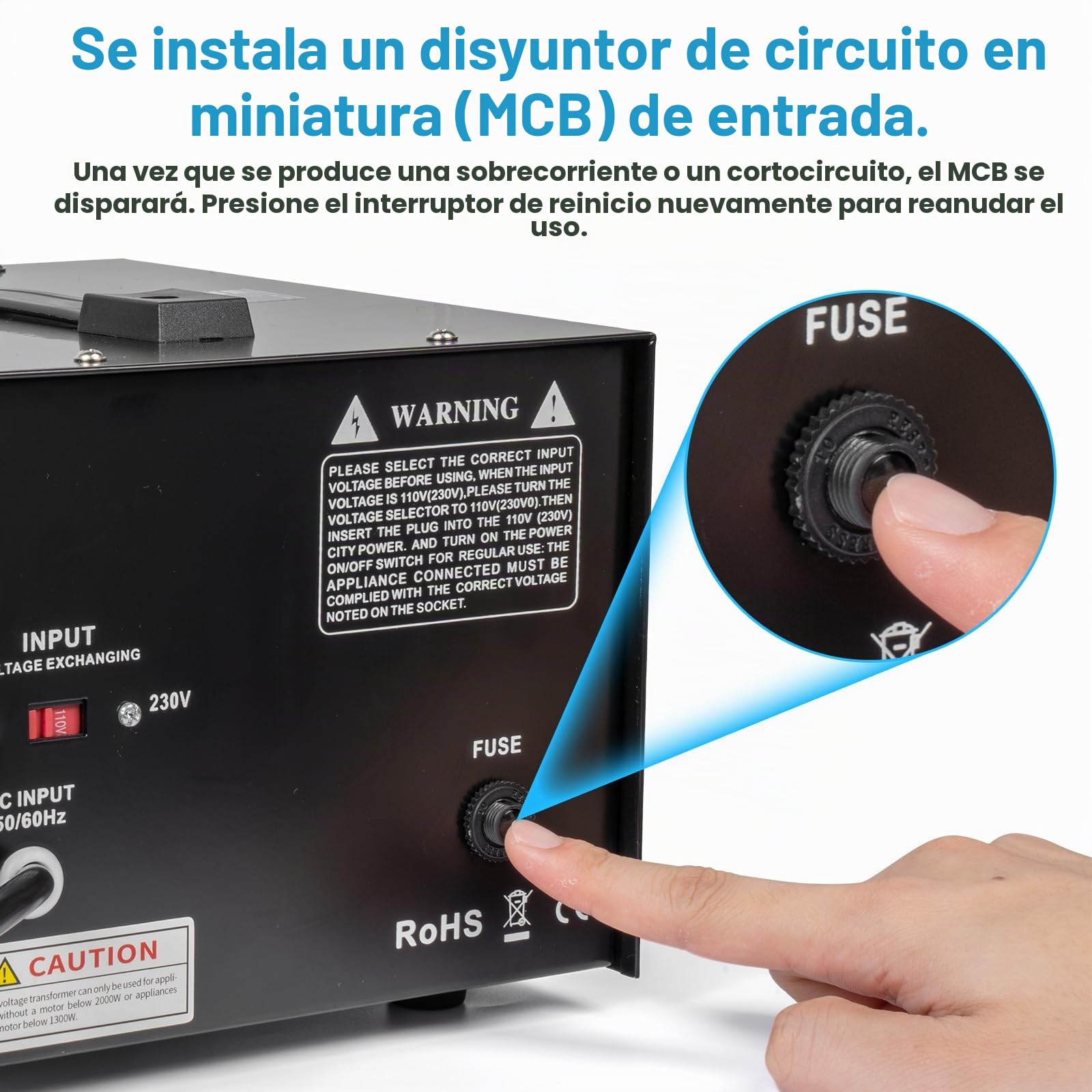 Anbull Transformador Convertidor de Voltaje DT-3000W 230⇋110V | Apagado automático por sobrecarga Toroidal 2 enchufes europeos y 2 enchufes americanos Transformador de Núcleo