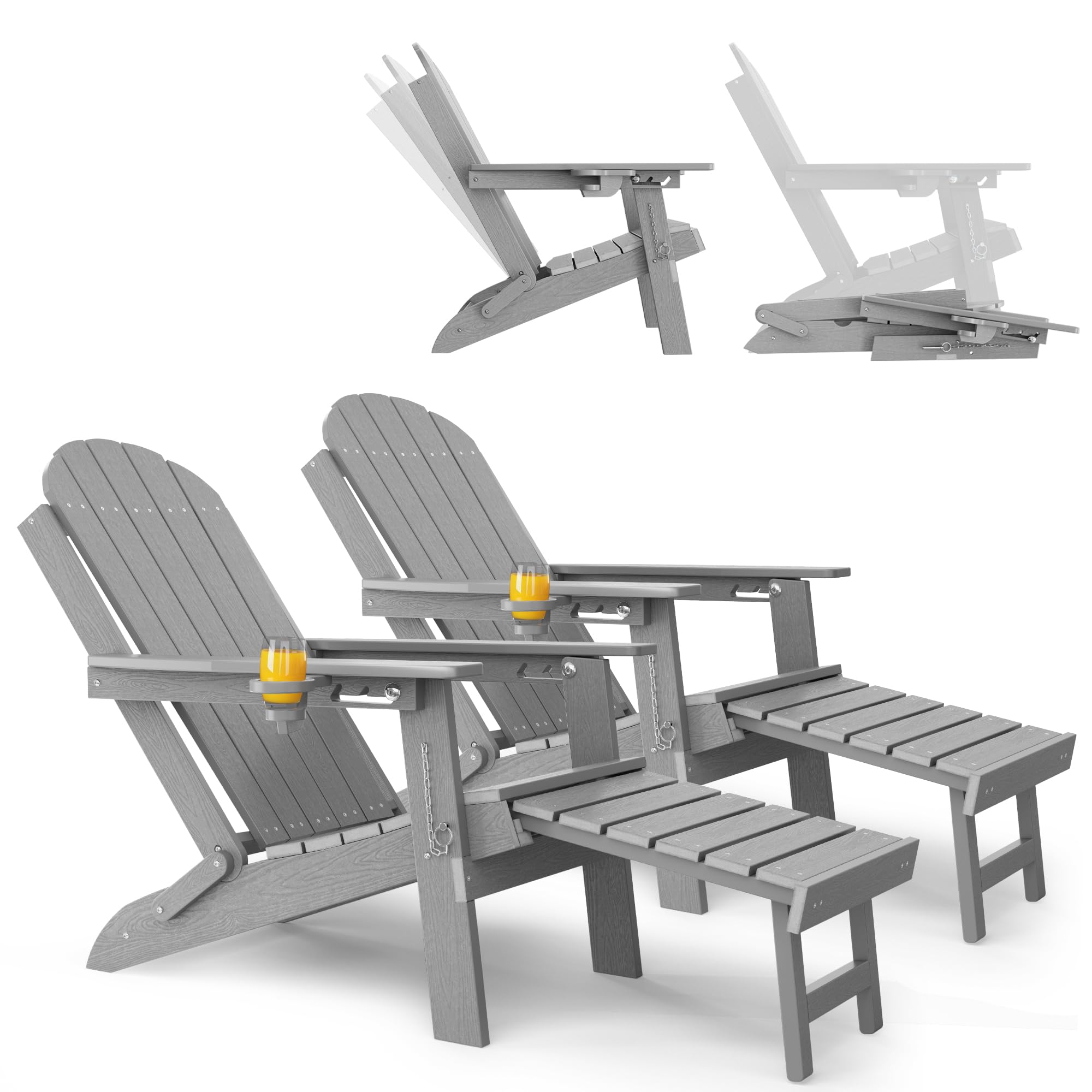 Amazon.com : YEFU Adirondack Chairs Set of 2 for Outdoor: Folding