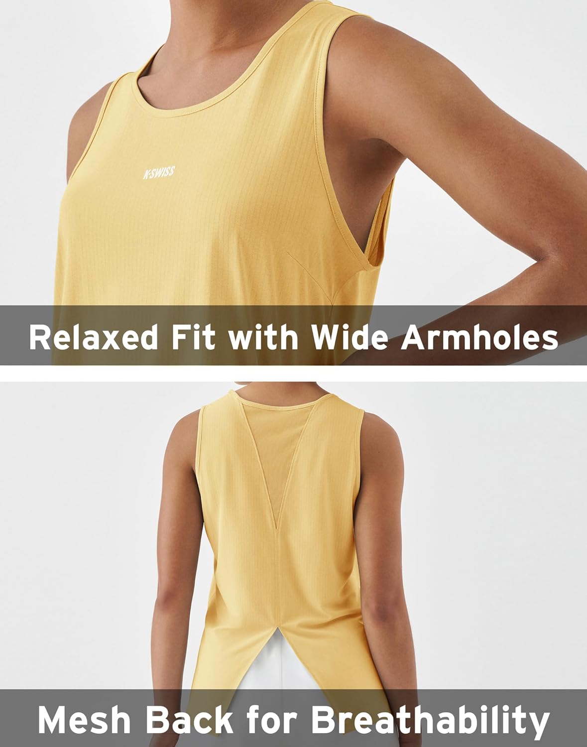 K-Swiss Sleeveless Workout Tops for Women - Breathable Lightweight Athletic Running Tank Tops Active Tennis Yoga Shirts - Image 4