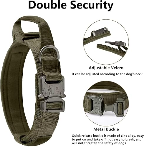 Miniatura 5 de VORCIK - Juego de collar y correa táctica para perro, collar ajustable de nailon para perro con asa y hebilla de metal resistente para perros