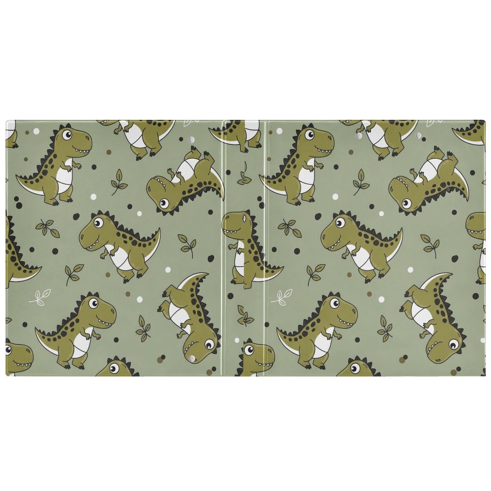 Dinorsaur - Raccoglitori a 3 anelli, 3,8 cm, decorativi, rotondi, con clip in metallo, formato A4, organizer per casa e ufficio, confezione da 2