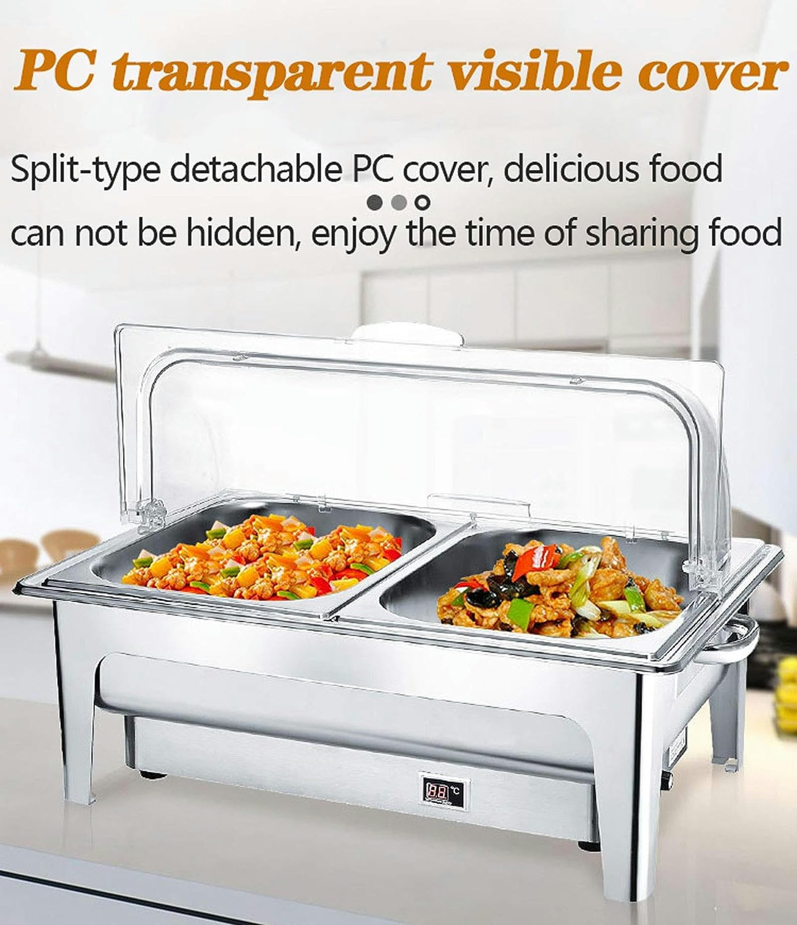 Chafing Dish Scaldavivande Elettrico Acciaio Inox, 9L Contenitore Termico per Alimenti Caldi Scalda Cibo per Buffet Qualsiasi Festa - Mantiene Caldo Il Cibo