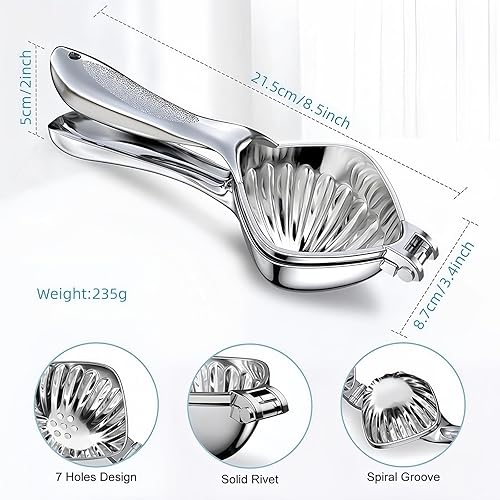 Miniatura 3 de WUJIE Exprimidor manual de cítricos de acero inoxidable de alta calidad, prensa manual de limón y lima con gran capacidad, prensa profesional de