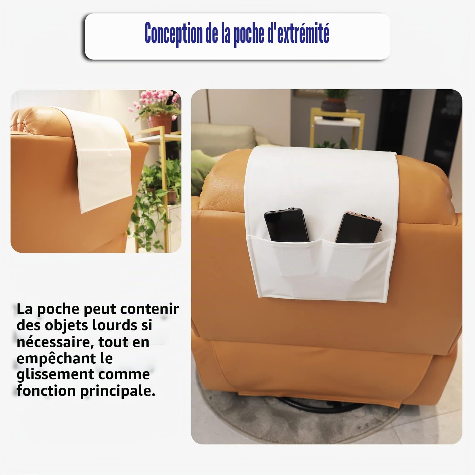 Coussin de tête inclinable en velours avec base antidérapante – Support de cou réglable pour soulager la douleur à la maison, au bureau et en voyage (blanc naturel)