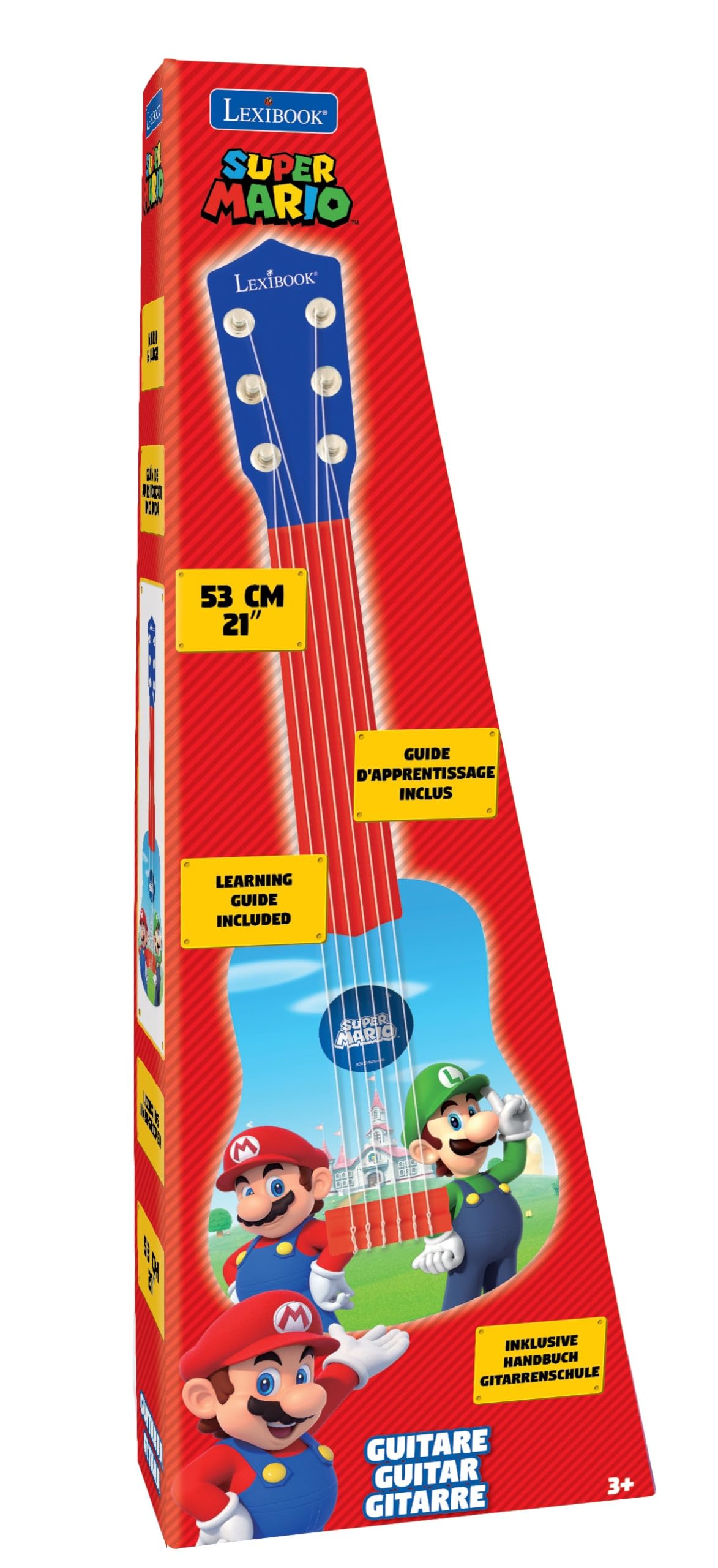 Lexibook, Super Mario, My First Guitar for children 6 nylon strings, 21" long, guide included, blue/red, K200NILXB - Image 3