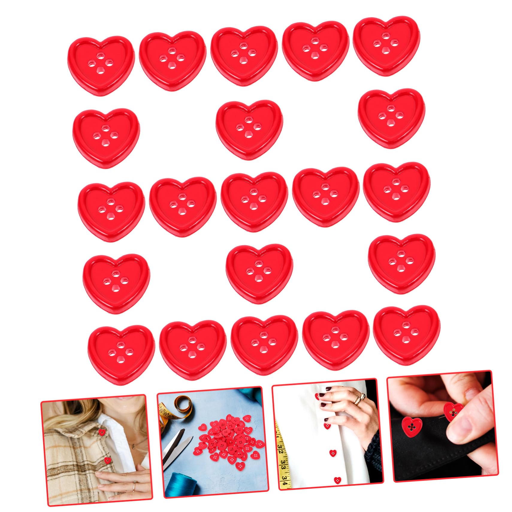 Amazon | Tofficu 50個入り ハート型プラスチックボタン 裁縫用