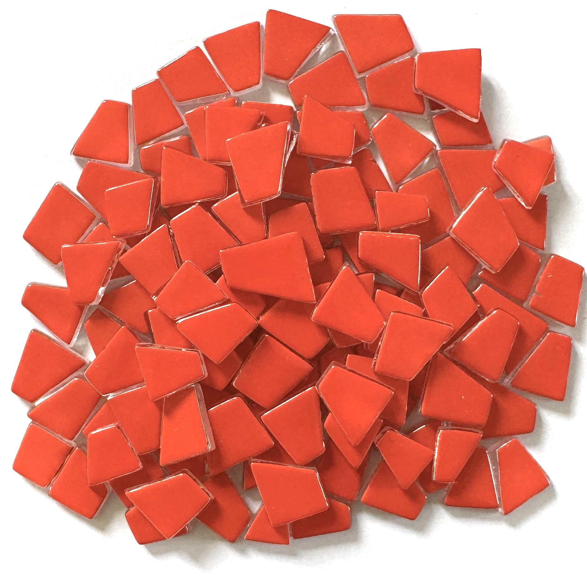 Sai Mosaic Art Bold Collection Scarlet Red Irregular Trapezoid Glass Tiles - 150 Grams, 3.5mm Thickness, 95 to 100 Pcs-image-0