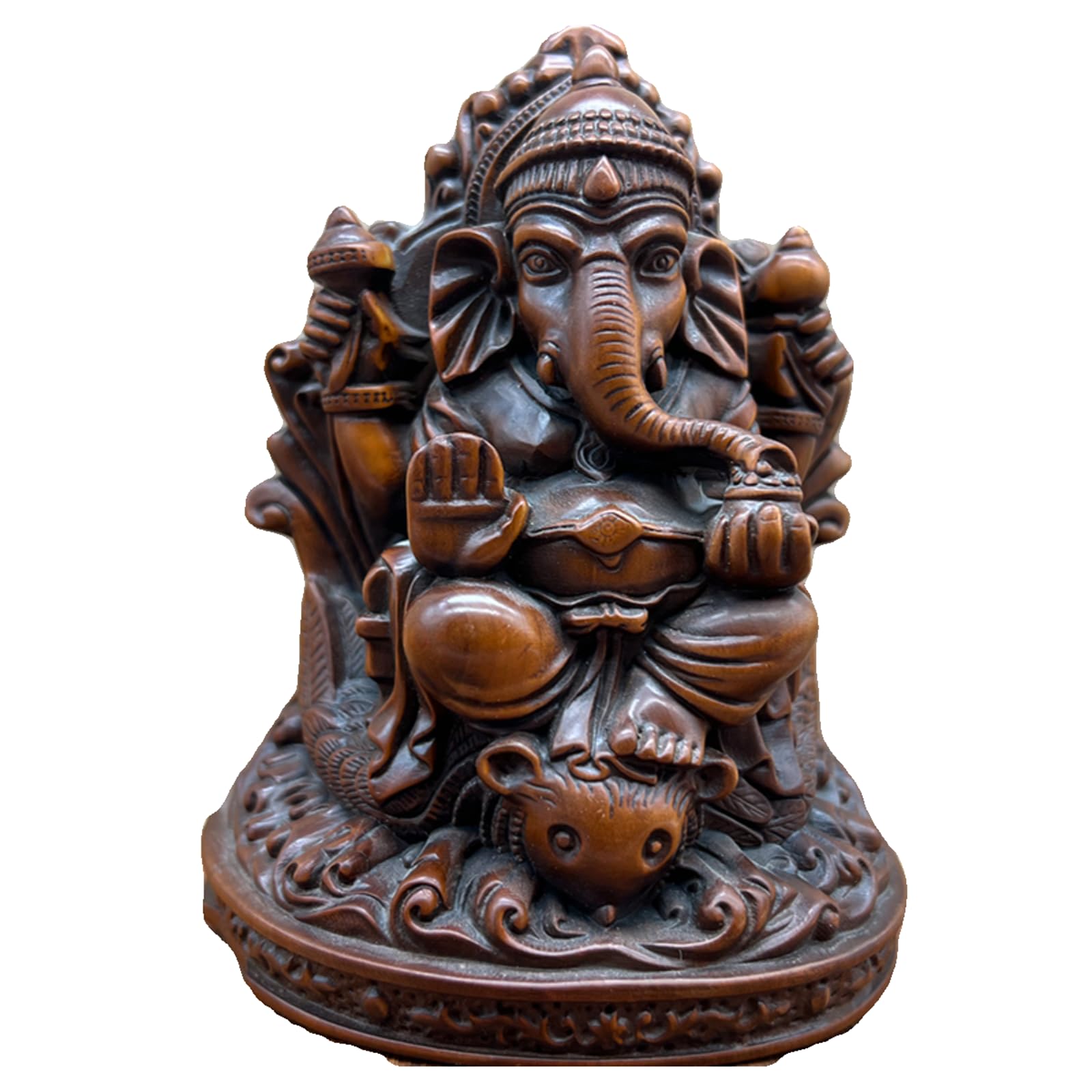 YXCQHZM Hand Carving Boxwood Buddha Statue Ganesha Buddha Figurines for Home Office Decor (brown)