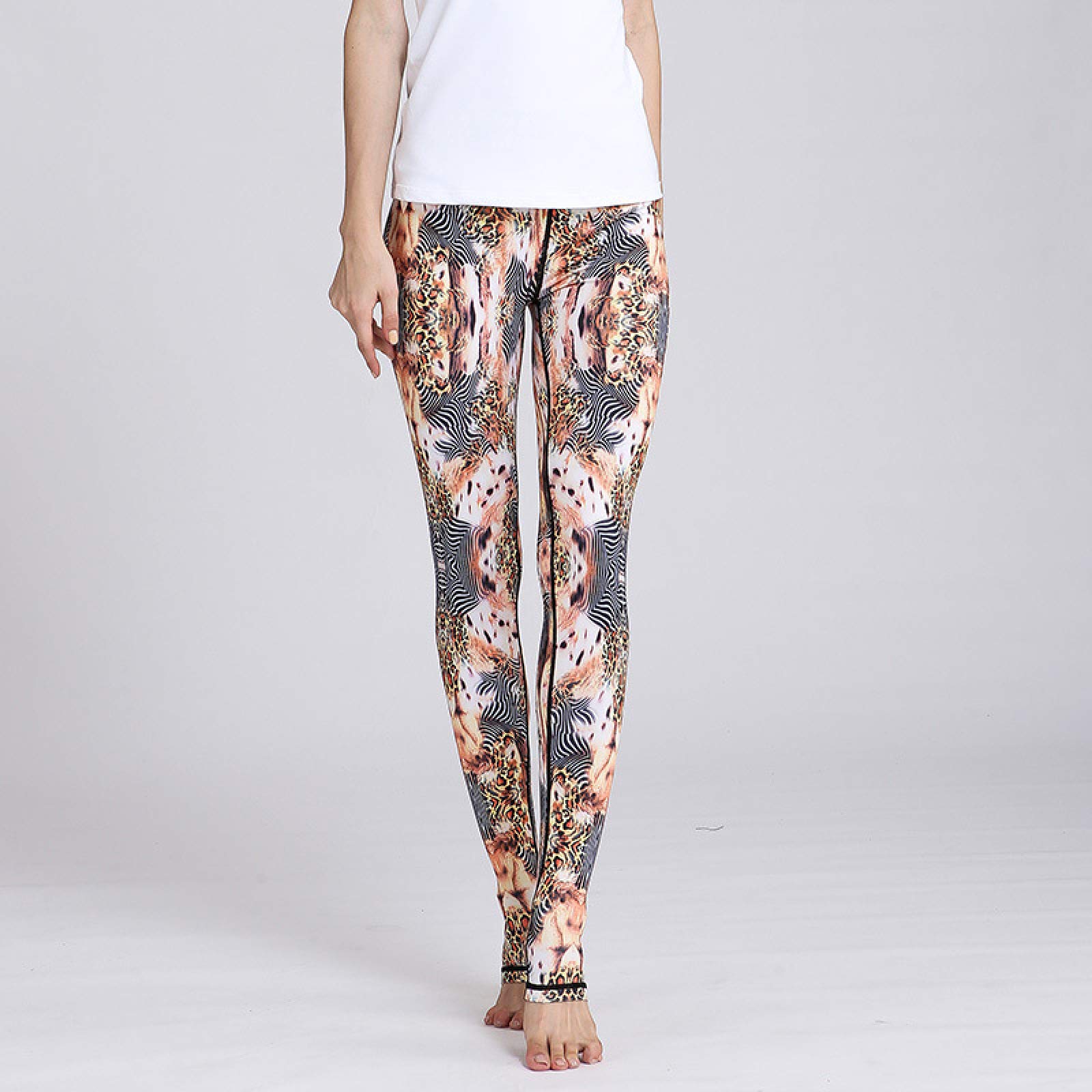 ZKHD Pantalones de Yoga con Estampado Leopardo de Cintura Alta Push Up Leggings Entrenamiento de Gimnasio Ajustados de Alta Elasticidad Ropa de Fitness,F-Small