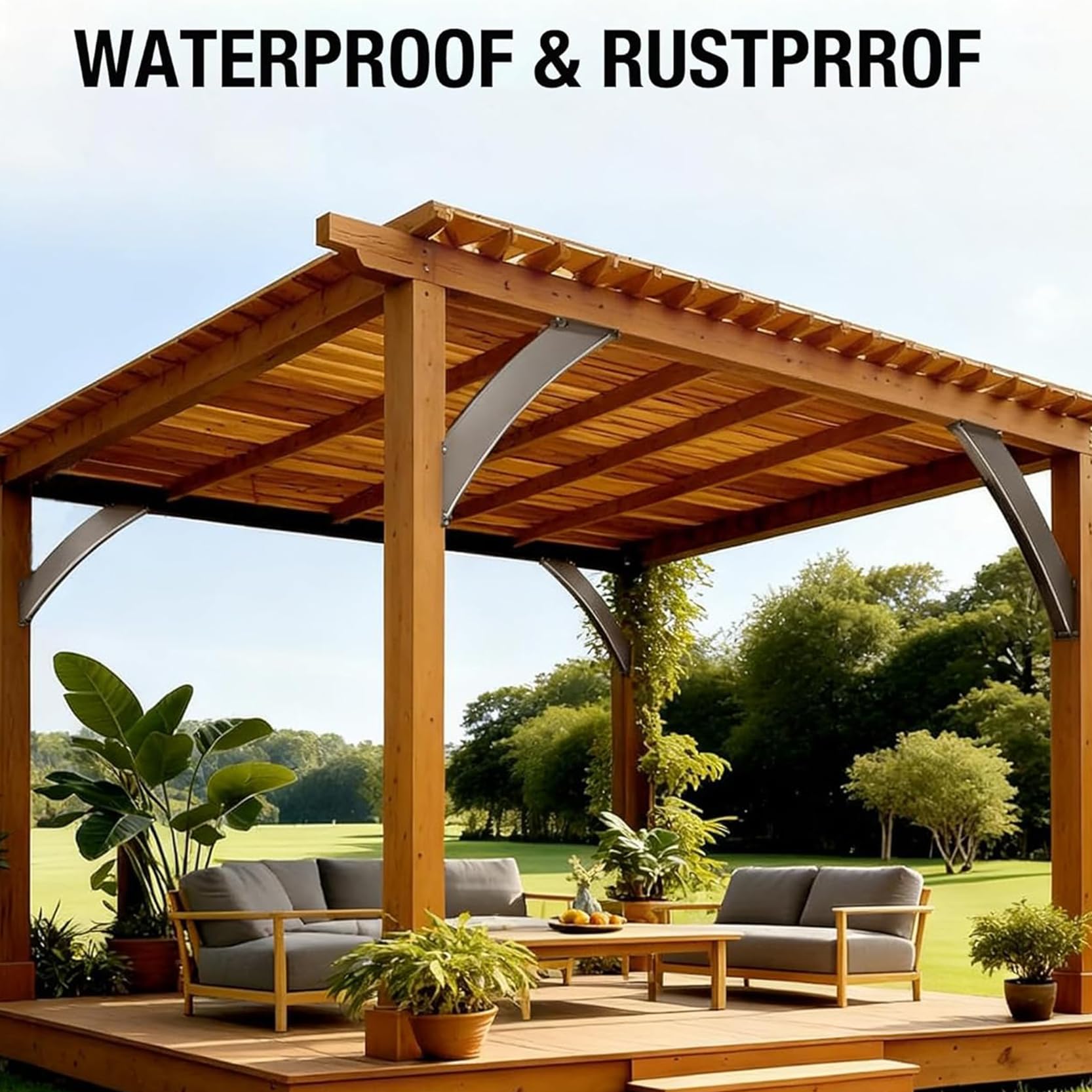 Squadrette Angolari in Metallo Nero, Staffa per Pergola a 45 Gradi, Kit di Staffe di Sollevamento del Tetto per Impieghi Gravosi(Size:4 Pack)