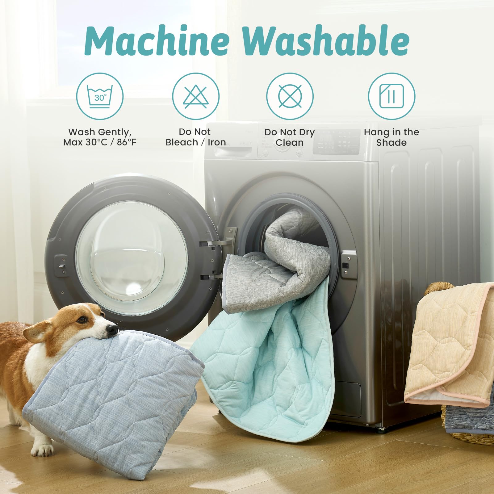 COZY KISS Housse de Canapé Rafraîchissante, Q-Max > 0.4 Lavable sous Couche Rafraîchissante D'été & Protège Siège Auto, Anti Liquide, Housse Toutes Saisons pour Animaux, 70x150cm, Gris