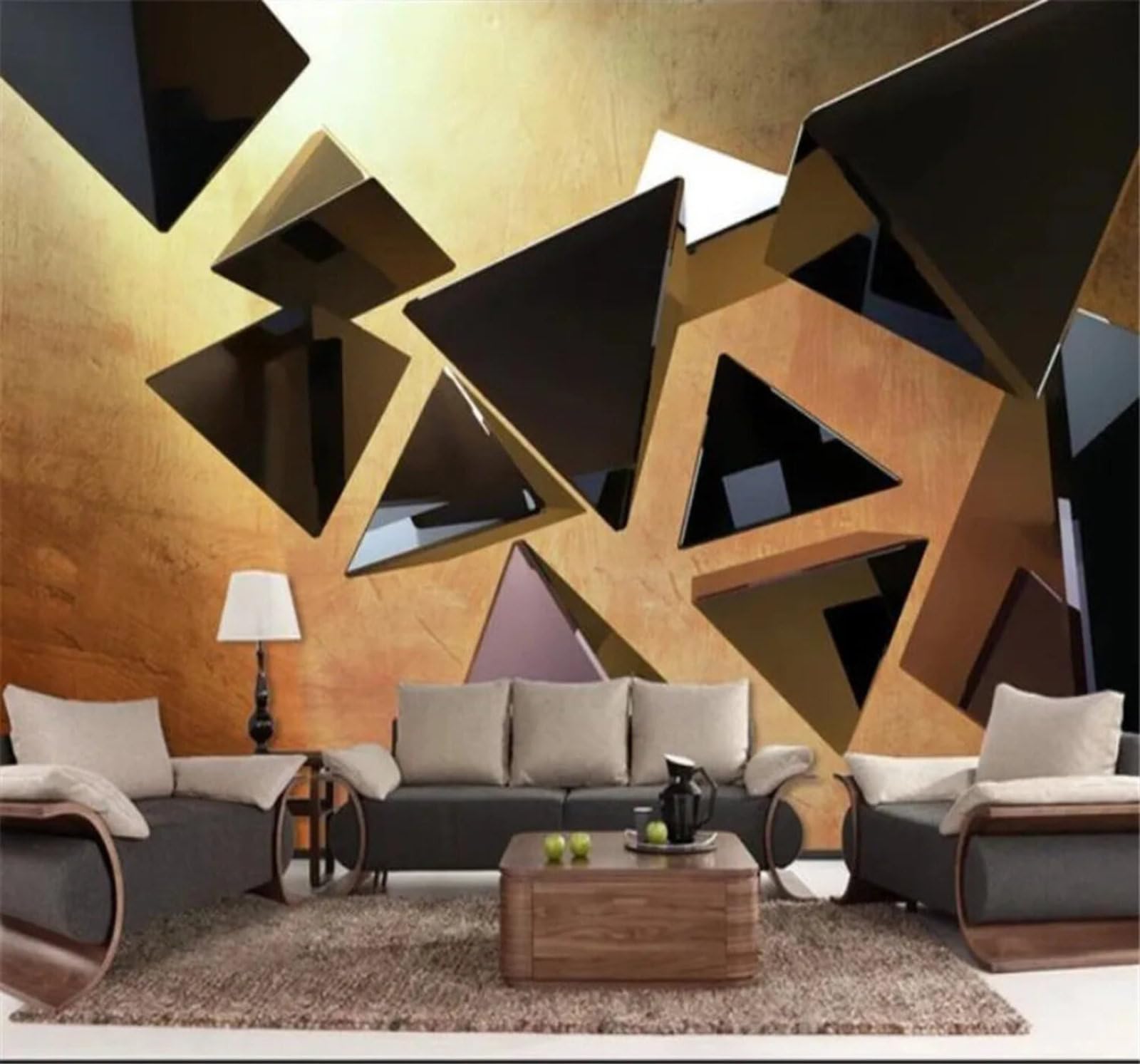 Tzxztt Abstract Three Dimensional Geometric Space Unique Modern 3D Wallpaper Premium Textured Silk Neutral Tones Material Ideal for Living Room Bedroom-400cm×280cm