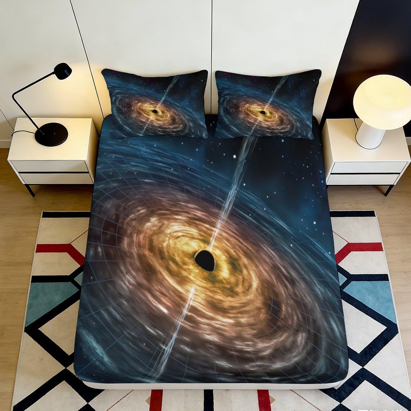 Kzqjxnhpcr Style-4 3D Printed Galaxy Fitted Sheet Microfiber Deep Pocket Bedroom Bedding Galaxy Mattress Fitted Cover Non-Slip Full Wrap For Adults Teens 90X200x25cm 90X200x25cm