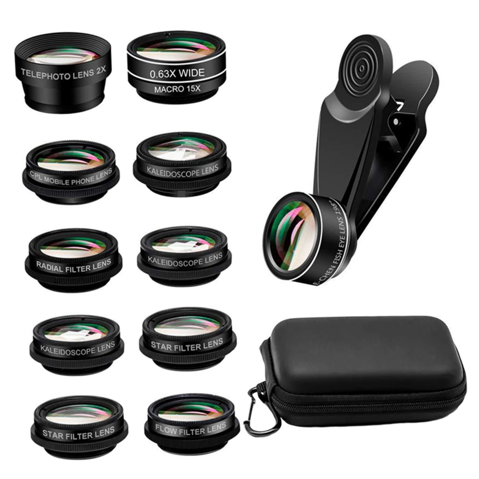 UKCOCO 2juegos Lentes para Teléfono Móvil Lentes Externos De Gran Angular y Macro Incluye Funda y Clip para Fotografía Detallada y Amplia