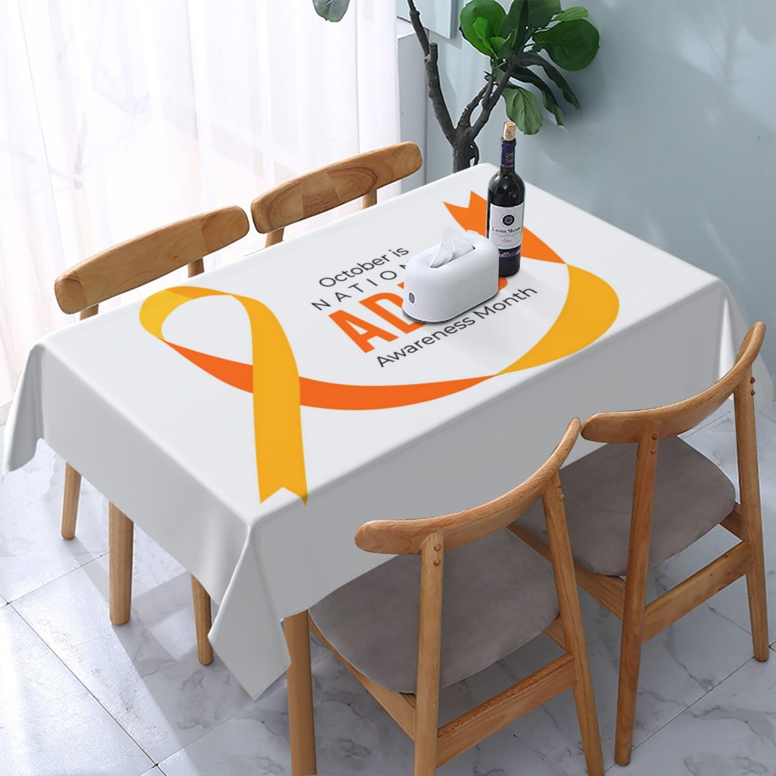 JunHeArt Adhd Awareness Month Tablecloth Rectangle Table Cover Washable Table Cloths Decor For Kitchen 54" X 72"