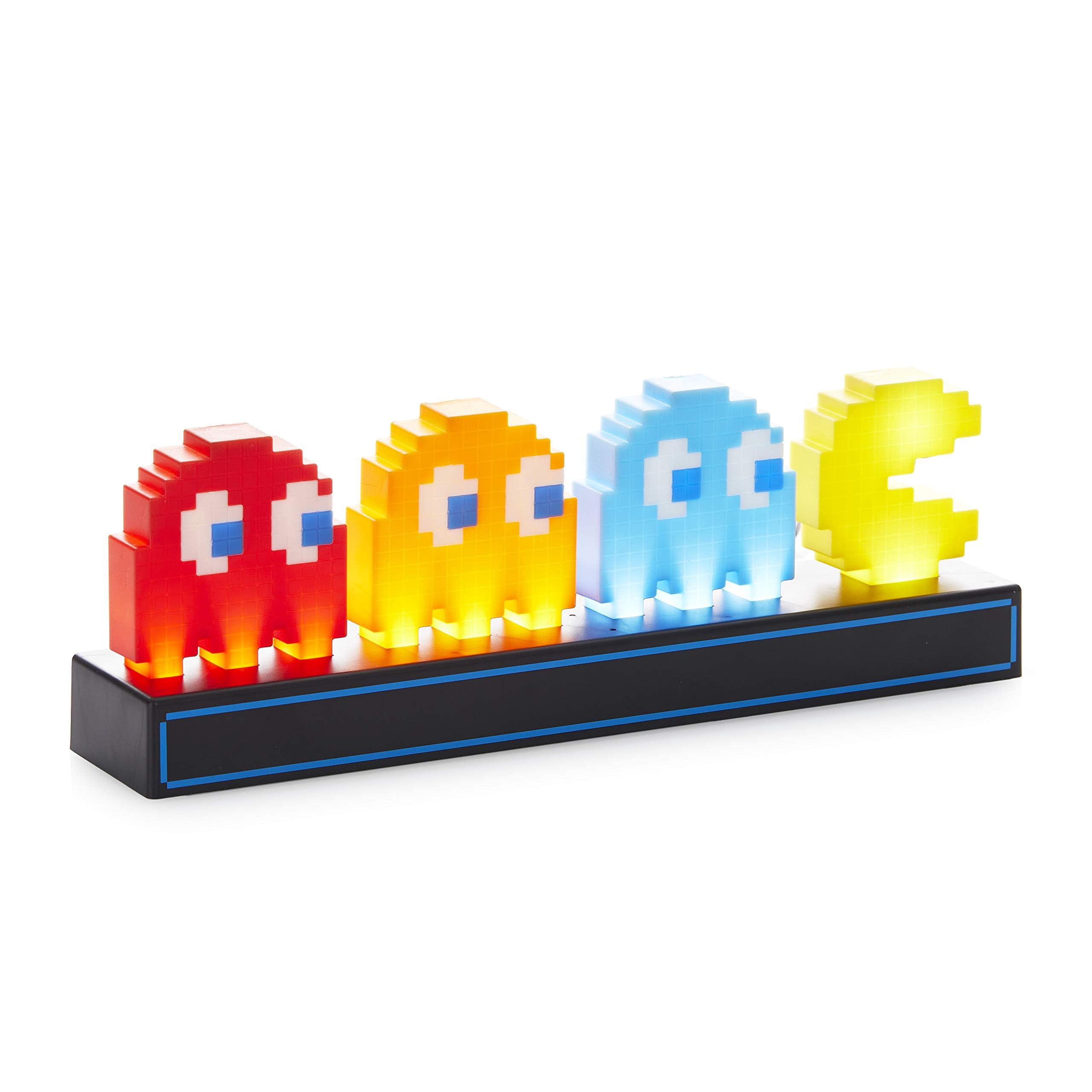 Pac Man & Geister Schreibtischlicht - Offiziell lizenziert, schallreaktiv mit 3 Lichtmodi, betrieben über USB oder Batterie, Gaming-Raum-Deko, Retro-Gamer-Geschenk