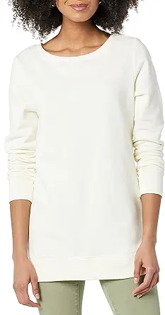 Amazon Essentials Women's Open-Neck Fleece Tunic Sweatshirt