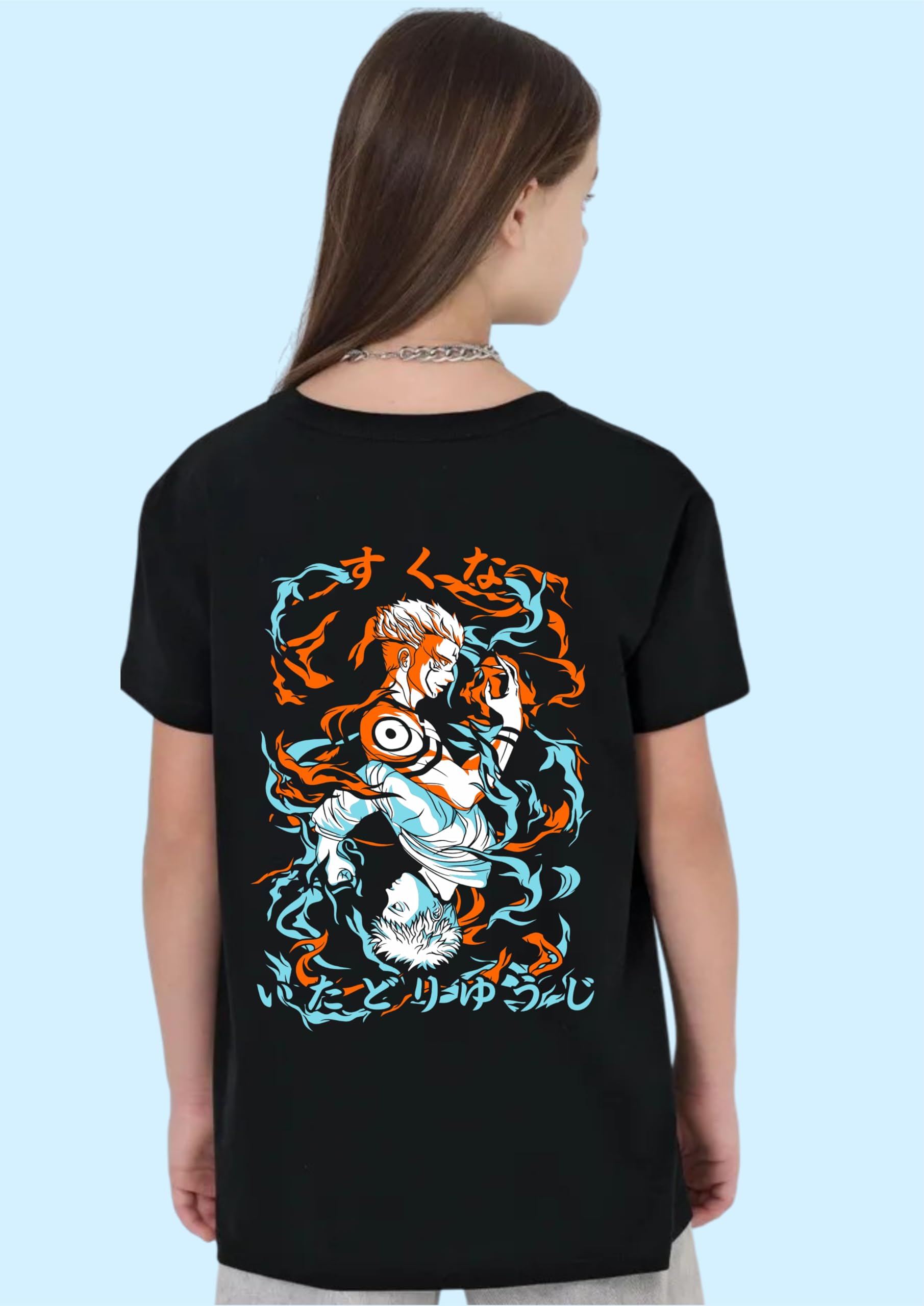Uniplanet Store Camiseta de mezcla de algodón, media manga, ajuste regular, espalda estampada, color negro